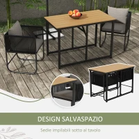 Outsunny Set da Giardino 3 Pezzi in Rattan con 2 Sedie 50x51.5x67 cm e Tavolo 110x60x75 cm in Legno Composito(m-5)