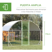 PawHut Gallinero Exterior de Acero Galvanizado 7,6x2,8x1,95 m con Cubierta de Tela para 20-24 Gallinas Conejos Aves Plata(m-5)