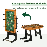 HOMCOM Baby-foot table de Babyfoot pliable dim. 98L x 42l x 62H cm 2 balles fournies MDF imitation bois et noir(m-5)