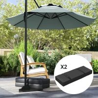 Outsunny Parasol Weights Set of 2, Parasol Base Weights Bags, 25kg Fillable Sandbag Weights with Handles, Cantilever Umbrella Base Weights, Black(m-7)