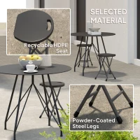 Outsunny Set of Four Folding Carry Stools - Charcoal Grey(m-6)
