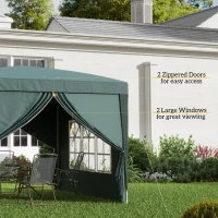 Outsunny 3 x 3m Pop Up Gazebo, Wedding Party Canopy Tent Marquee with Carry Bag and Windows, Green(m-8)