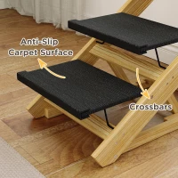 PawHut Adjustable Dog Steps Dog Ramp, 3-Step Non-slip Pet Stairs for Medium Sized Dogs, Foldable Dog Stairs for Bed Sofa(m-8)