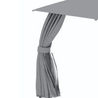 Outsunny Gazebo da Giardino 4x3m con Doppio Tettuccio, Pareti in Poliestere e Struttura in Acciaio, Grigio(m-9)