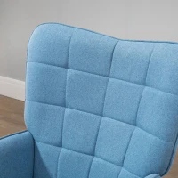 HOMCOM Sillón Individual con Respaldo Alto Reposabrazos Tela de Lino y Patas de Madera para Comedor Cocina 71x76x101cm Azul(m-8)