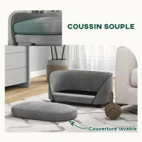 PawHut Canapé pour chien avec coussin doux housse amovible et lavable revêtement en velours néerlandais gris(m-5)