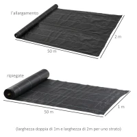 Outsunny Telo per Pacciamatura 50x2 m Traspirante e Anti-UV in Polipropilene Nero(m-3)