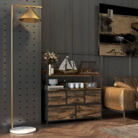 HOMCOM Rustic Chest of Five Fabric Drawers - Rustic Brown(m-2)