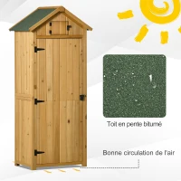 Outsunny Armoire de jardin extérieur abri de jardin en bois abri pour outils 3 étagères 2 Portes loquets Toit Pente bitumé rangement et stockage extérieurs pour terrasse 77 x 54 x 179 cm jaune(m-5)