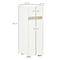 kleankin Mobiletto Bagno con Cassetto e Armadietto con Mensola Regolabile in Legno 30x33x88cm, Bianco(m-3)