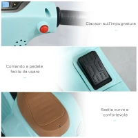 HOMCOM Moto Elettrica per Bambini 18-36 mesi con Licenza Ufficiale Vespa, Fari e Clacson, 66.5x38x52 cm, Verde(m-7)