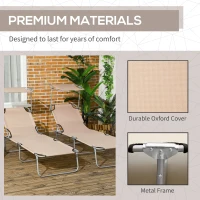 Outsunny Outdoor Foldable Sun Lounger Set of 2, 4 Level Adjustable Backrest Reclining Sun Lounger Chair with Angle Adjust Sun Shade Awning for Beach, Garden, Patio, Sand(m-7)