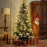 HOMCOM Árbol de Navidad Artificial 180 cm con 350 Luces LED 726 Ramas y Soporte de Acero Árbol Navideño para Interior Verde(m-2)