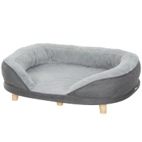 PawHut Sofá para Mascotas con Parte Superior Desmontable Funda Lavable y Patas de Madera Carga 25 kg 90x78x25 cm Gris(m-11)