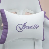 Vinsetto Computer Gaming Chair, PU Leather Office Desk Chair with Footrest, Swivel Wheels, 135° Reclining Back, Lumbar Support, Headrest for Home, White and Purple(m-8)