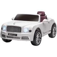 HOMCOM Bentley Mulsanne Licensed Kids Electric Ride-On Car, with Remote Control. LED lights, Music - White(m-11)