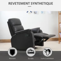 HOMCOM Fauteuil de Relaxation inclinable avec Repose-Pied Ajustable revêtement synthétique Brun foncé(m-7)