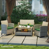 Outsunny Outdoor Seat Cushion Pads for Rattan Furniture, 3 PCs Garden Furniture Cushions, Green(m-8)