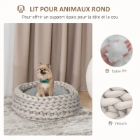 PawHut Panier pour chien et chat de 50 cm de diamètre effet tressé tricot - coussin amovible et lavable en Machine - beige(m-6)