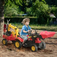 HOMCOM Ruspa Giocattolo a Pedali, Escavatore Cavalcabile per Bambini con Pale e Volante, 179x42x59cm Multicolore(m-2)