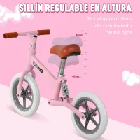 HOMCOM Bicicleta Sin Pedales Para Niños Mayores de 2 Años Bicicleta de Entrenamiento y Equilibrio 85x36x54 cm Rosa(m-5)