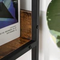 HOMCOM Étagère bibliothèque Design Contemporain 5 Niveaux dim. 64L x 30l x 158H cm Panneaux Particules Aspect Vieux Bois métal Noir(m-7)