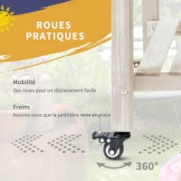 Outsunny Jardinière sur Pied - Potager sur roulettes - étagère, Tablette Rabattable, Inserts d'irrigation, Feutre de Drainage(m-5)