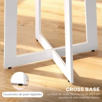HOMCOM Table à manger ronde pour 4 personnes table de cuisine design moderne avec plateau effet bois et base en acier croisé(m-6)