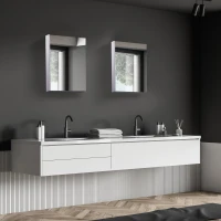 HOMCOM Armoire miroir rangement toilette salle de bain meuble mural dim. 30L x 14l x 55H cm acier inox.(m-2)