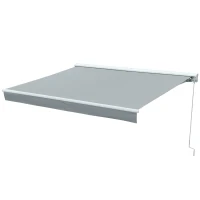 Outsunny Store banne Manuel rétractable Lumineux LED Aluminium Polyester Haute densité imperméabilisé dim. 3L x 2,5l (avancée) m Gris(m-10)