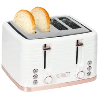 HOMCOM Four-Slice Rippled Toaster - White(m-10)