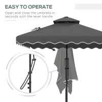 Outsunny 2.5m Square Double Top Garden Parasol Cantilever Umbrella with Ruffles, Dark Grey(m-4)