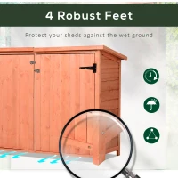 Outsunny Wooden Garden Storage Shed Tool Cabinet Organiser with Shelves  Double Door 128L x 49W x 90Hcm(m-7)