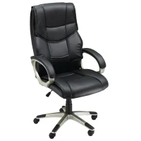 HOMCOM Home Office Chair High Back Computer Desk Chair with Faux Leather Adjustable Height Rocking Function Black(m-11)