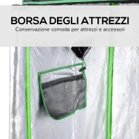 Outsunny Serra Idroponica in Mylar con Prese d'Aria Regolabili per Coltivazione da Interno, 120x60x150cm, Nero(m-6)