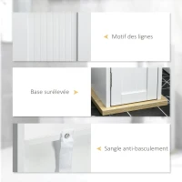 kleankin Meuble de salle de bain support papier toilette avec placard et étagères réglables 20 x 20 x 80 cm blanc(m-6)