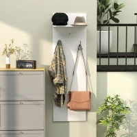 HOMCOM Porte-manteau mural meuble d'entrée avec étagère, 2 crochets et barre en aluminium, pour entrée, couloir, chambre(m-2)