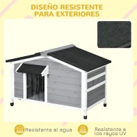 PawHut Caseta de Madera para Perros Casita para Mascotas con Techo Asfáltico y Base Extraíble 97x72x65 cm Gris(m-6)