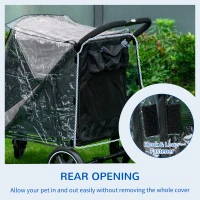 PawHut 4 Wheel Pet Stroller with Rain Cover for Medium and Large Dogs - Black(m-6)