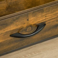 HOMCOM Mesita de Noche con 1 Cajón de Tela Plegable Mesa Auxiliar para Oficina Estudio 45x40x50,5 cm Marrón Rústico(m-9)