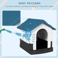 PawHut Plastic Dog Kennel with Windows, for Garden Patio, Miniature and Small Dogs, 80 x 69 x 76cm - Blue(m-5)