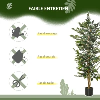 HOMCOM Arbre Artificiel Plante Artificiel ficus Hauteur 1,5 m Tronc Branches Liane Lichen Feuilles Grand réalisme Pot Inclus(m-6)
