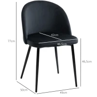 HOMCOM Lot de 2 chaises salle à manger chaise de cuisine scandinave chaise en velours rembourrée avec pieds effilés en métal(m-3)