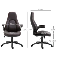 Vinsetto Computer Gaming Chair, PU Leather Office Chair, Swivel Desk Chair with Adjustable Arms and Height, Padded Armrest and Seat, Rolling Wheels, Coffee(m-3)
