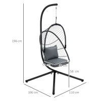 Outsunny Single Egg Chair, with Steel Frame Stand - Grey(m-3)