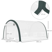 Outsunny 4 x 3(m) Walk-In Tunnel Greenhouse, with Accessories - White(m-3)