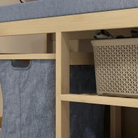 HOMCOM Mueble Zapatero con Asiento Cesta Extraíble y Estantes Abiertos para 4 Pares de Zapatos 69x30x45 cm Natural(m-10)