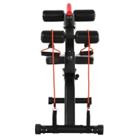 HOMCOM Banco de Abdominales Plegable Regulable en Altura y Ángulo Ajustable con Cintas Elásticas 44,5x143x84-92 cm Negro(m-9)