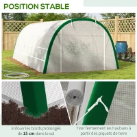 Outsunny Serre de Jardin Tunnel 18 m² dim. 6L x 3l x 2H m - 8 fenêtres, Porte zippée Enroulable, Acier galvanisé, bâche PE, Blanc(m-6)