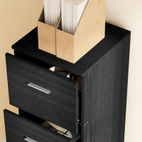HOMCOM Four-Drawer Lockable Filing Cabinet - Black Wood Effect(m-8)